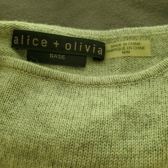 Alice & Olivia Wool Sweater Pullover Scoop neck Sweater Gray M - Picture 4 of 5
